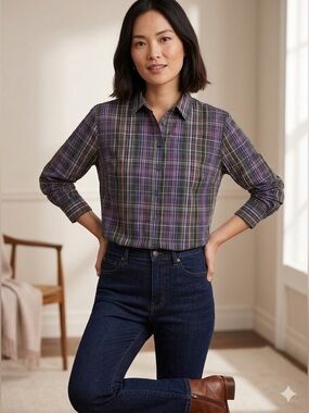 Talbots Size Medium Petite MP button down shirt